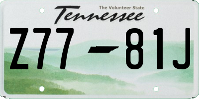 TN license plate Z7781J
