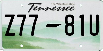 TN license plate Z7781U