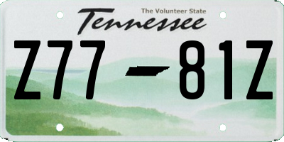 TN license plate Z7781Z
