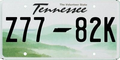 TN license plate Z7782K