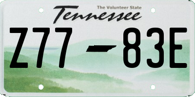 TN license plate Z7783E