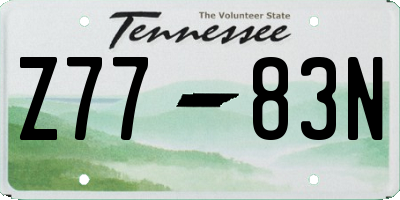 TN license plate Z7783N