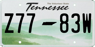 TN license plate Z7783W