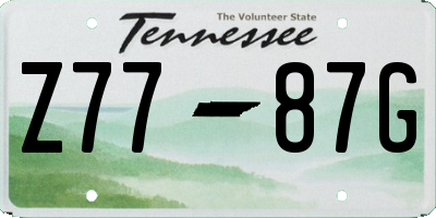 TN license plate Z7787G