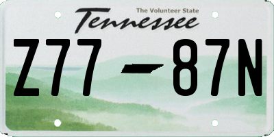 TN license plate Z7787N