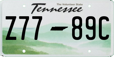 TN license plate Z7789C
