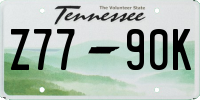 TN license plate Z7790K