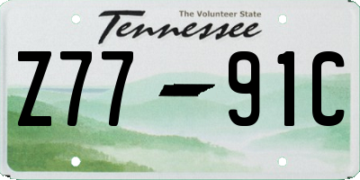 TN license plate Z7791C