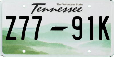 TN license plate Z7791K