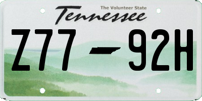 TN license plate Z7792H