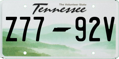 TN license plate Z7792V
