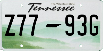 TN license plate Z7793G