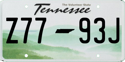 TN license plate Z7793J
