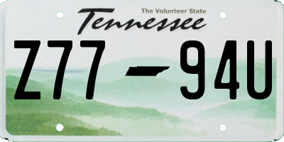 TN license plate Z7794U
