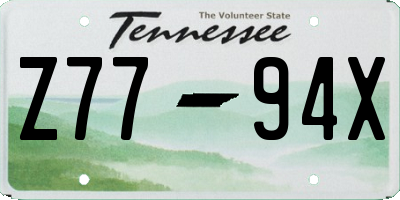 TN license plate Z7794X