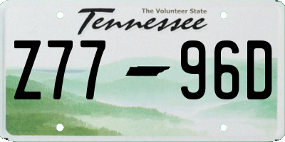 TN license plate Z7796D