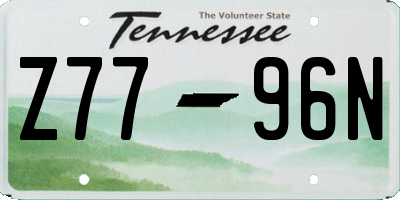 TN license plate Z7796N