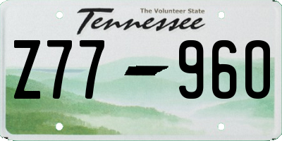 TN license plate Z7796O