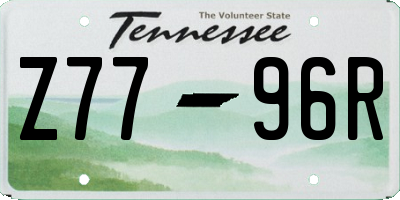 TN license plate Z7796R