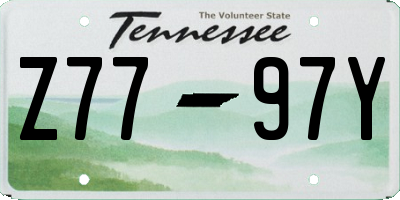 TN license plate Z7797Y