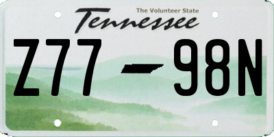 TN license plate Z7798N