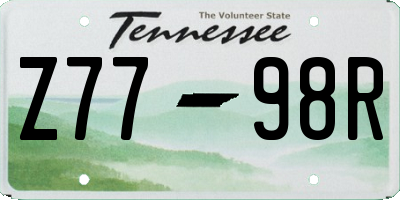 TN license plate Z7798R
