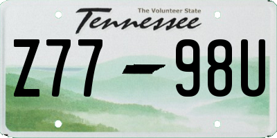 TN license plate Z7798U