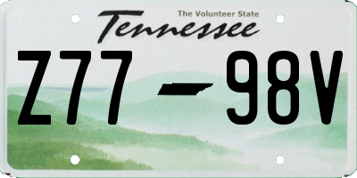TN license plate Z7798V