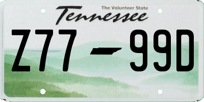 TN license plate Z7799D