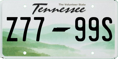 TN license plate Z7799S