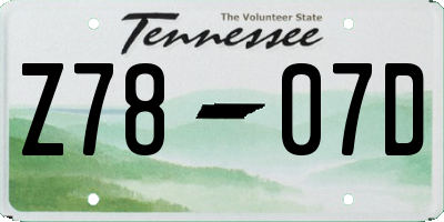 TN license plate Z7807D