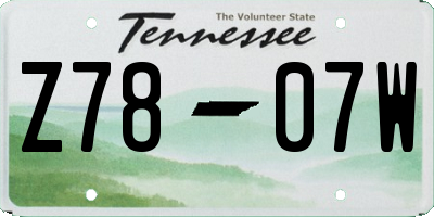TN license plate Z7807W