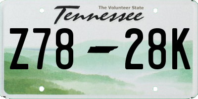 TN license plate Z7828K