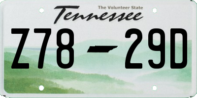 TN license plate Z7829D