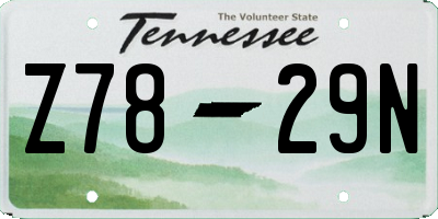 TN license plate Z7829N