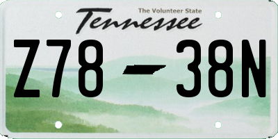 TN license plate Z7838N