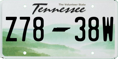TN license plate Z7838W