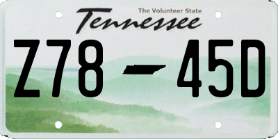TN license plate Z7845D