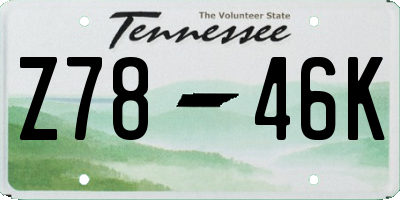 TN license plate Z7846K