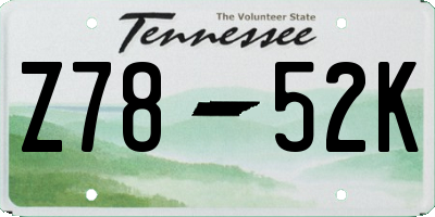 TN license plate Z7852K
