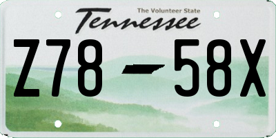 TN license plate Z7858X