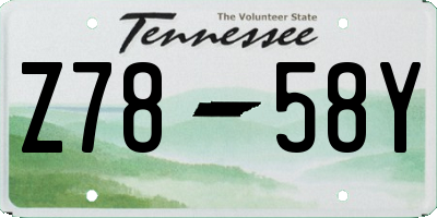 TN license plate Z7858Y