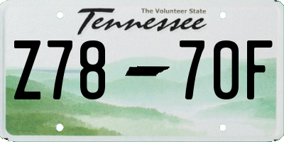 TN license plate Z7870F
