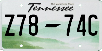 TN license plate Z7874C