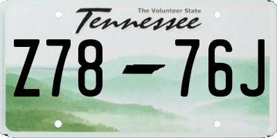 TN license plate Z7876J