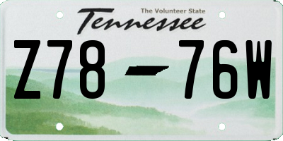 TN license plate Z7876W