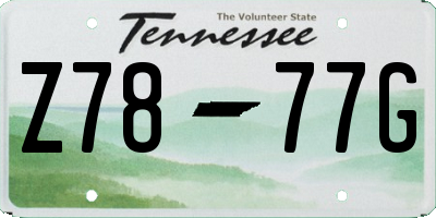 TN license plate Z7877G
