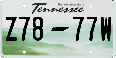 TN license plate Z7877W