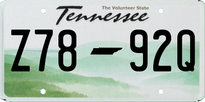 TN license plate Z7892Q