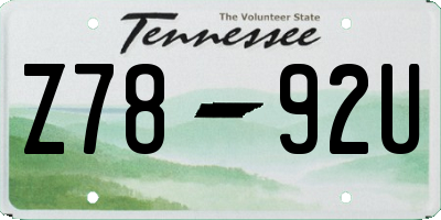 TN license plate Z7892U